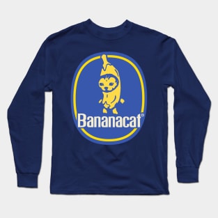 Banana Cat Meme | Happy | Banana Brand Sticker Long Sleeve T-Shirt